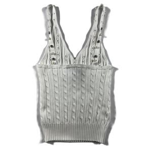 NWT Steps New York White top Pearl Embellished Beaded One Size